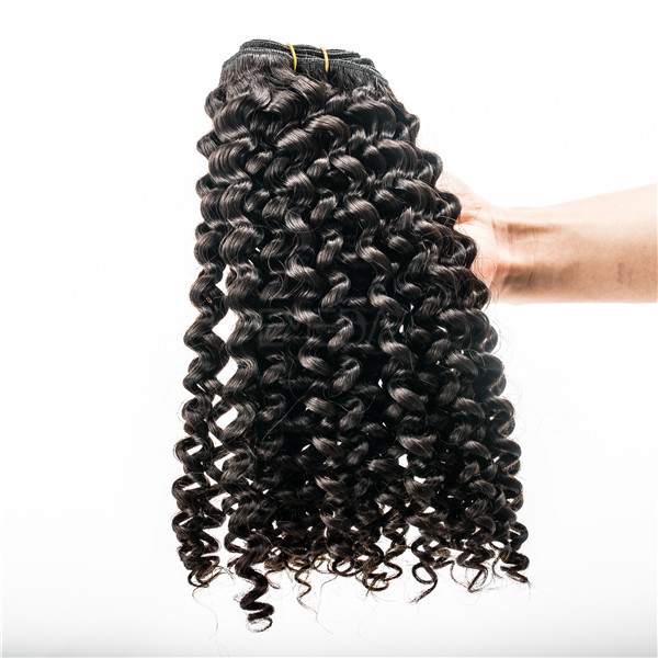 Kinky curl Mongolian hair weave   LJ48